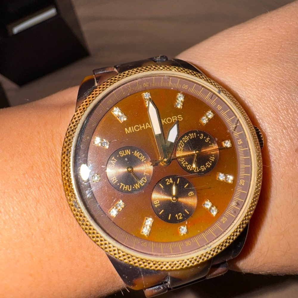 Michael Kors Tortious 🐢 Shell 🐚 Brown & Gold Watch